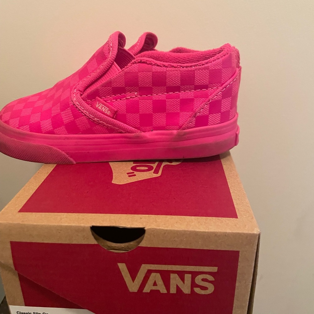 Hot pink slip on vans